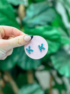 Semi-Precious Turquoise Initial Post Earrings