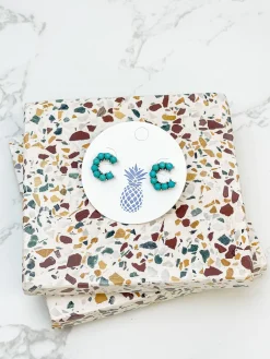 Semi-Precious Turquoise Initial Post Earrings