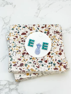 Semi-Precious Turquoise Initial Post Earrings