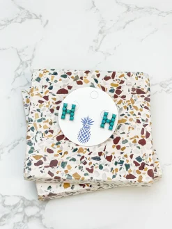 Semi-Precious Turquoise Initial Post Earrings