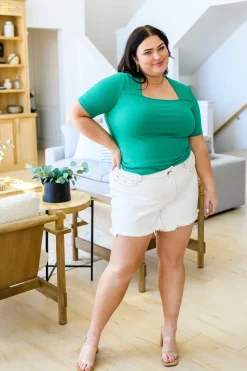 Sentimental Feelings Square Neck Top in Kelly Green (Ships in 1-2 Weeks)