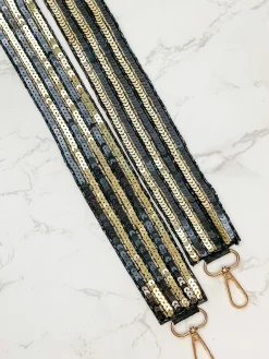 Sequin Purse Strap - Black & Gold