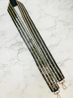 Sequin Purse Strap - Black & Gold