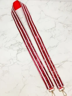 Sequin Purse Strap - Maroon & White