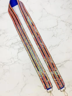 Sequin Purse Strap - Orange & Blue