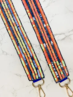 Sequin Purse Strap - Orange & Blue