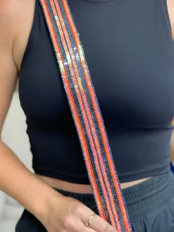 Sequin Purse Strap - Orange & Blue