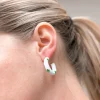 Shamrock Enamel Hoop Earrings - White