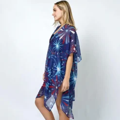Sheer Americana Fireworks Print Kimono