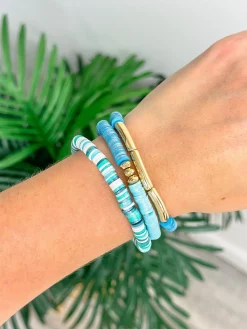 Shimmer Rubber Disc Stretch Stack - Blue