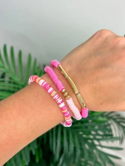 Shimmer Rubber Disc Stretch Stack - Pink