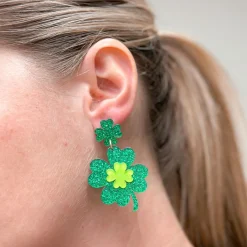 Shimmering Lucky Clover Dangle Earrings