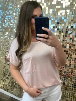 Shimmering Short Sleeve Top - Peach by Sew In Love