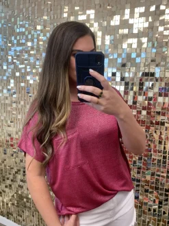 Shimmering Short Sleeve Top - Hot Pink by Sew In Love