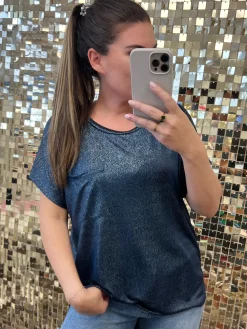 Shimmering Short Sleeve Top - Navy by Sew In Love