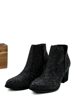 Shine Star Rhinestone Bootie in Black