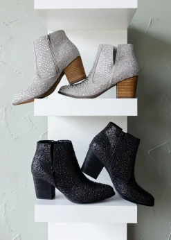 Shine Star Rhinestone Bootie in Black