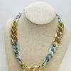 Shiny Gold Link Acrylic Necklace - Gray