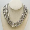 Shiny Silver Beaded Multi Strand Necklace