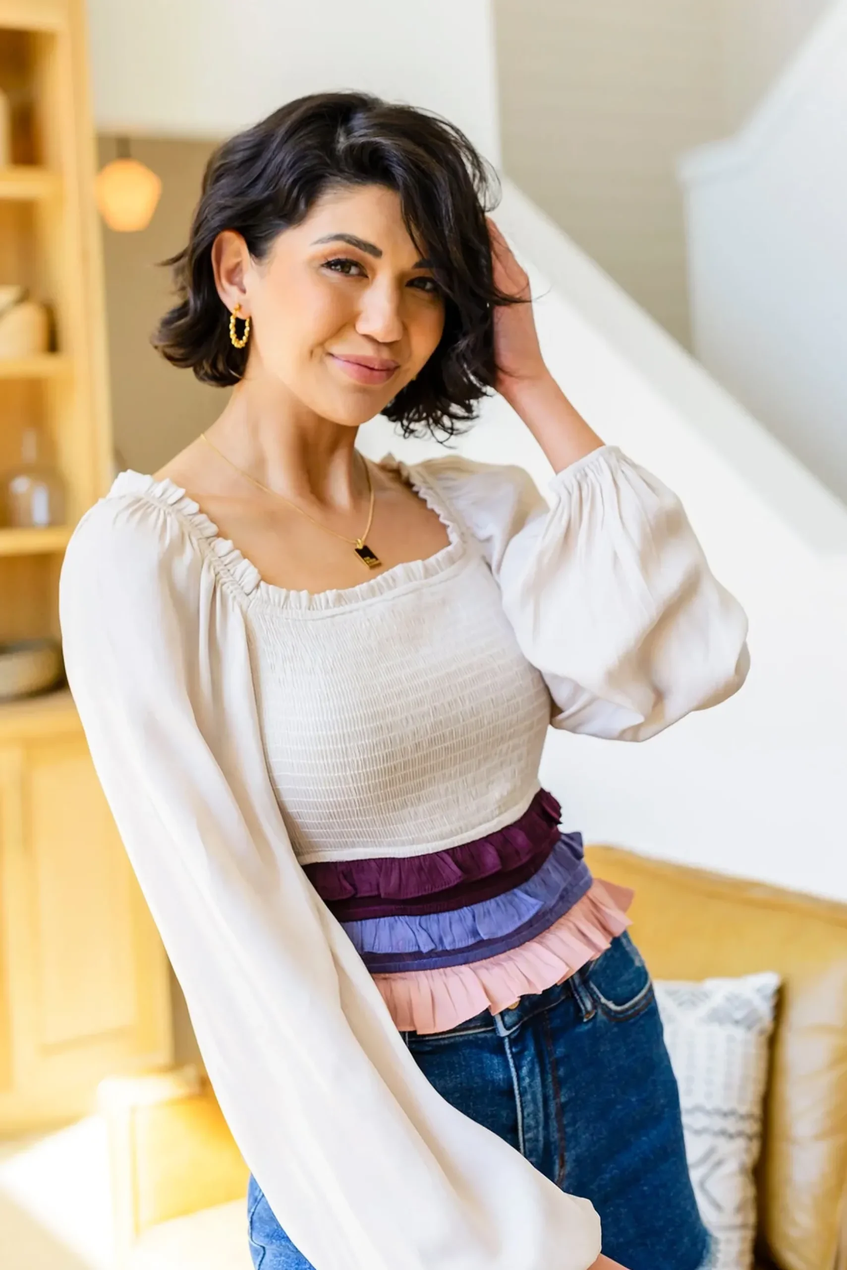 Shirley Smocked Ruffle Blouse