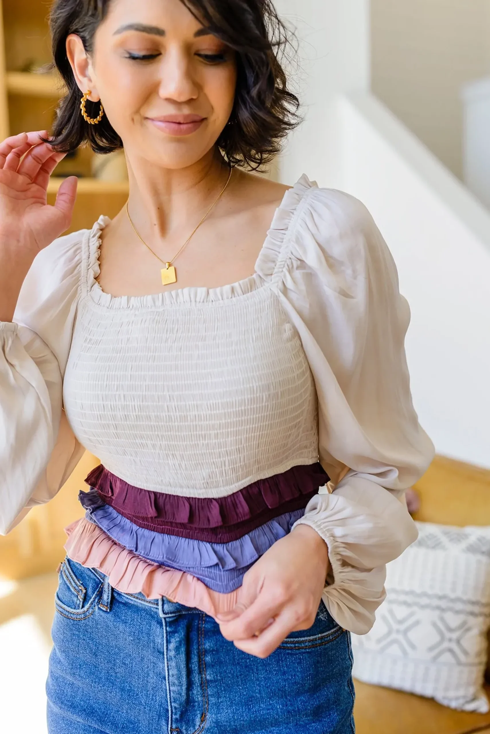 Shirley Smocked Ruffle Blouse