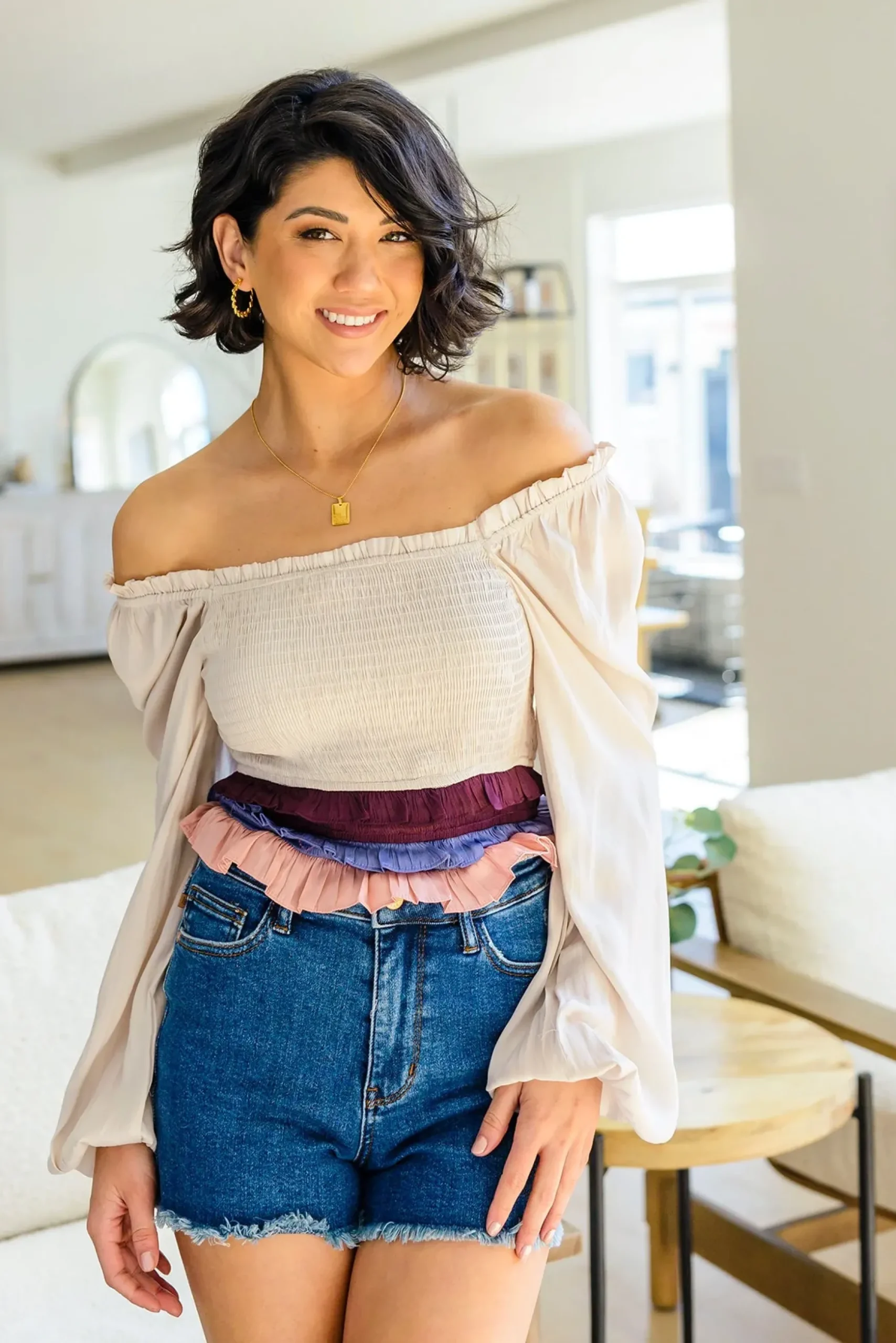 Shirley Smocked Ruffle Blouse