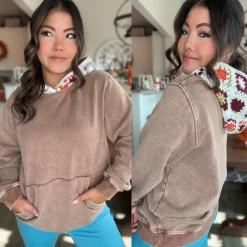 Sia Crochet Acid Wash Hoodie by JadyK