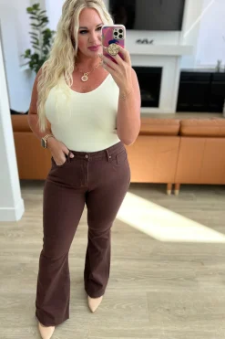 Sienna High Rise Control Top Flare Jeans in Espresso by Judy Blue