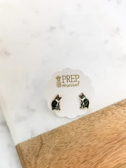 Signature Pet Enamel Studs by Prep Obsessed - Black and White Cat