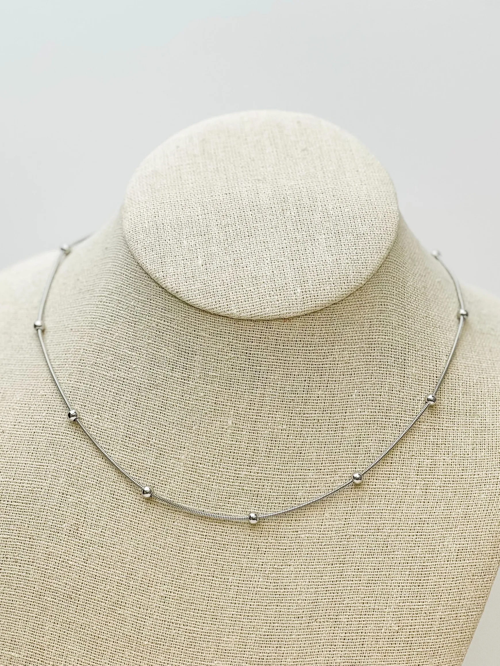 Silver Ball Station Necklace