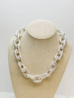 Silver Plated Chunky Link Necklace - Silver