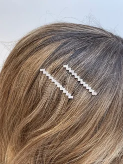 Silver Rhinestone Zig Zag Hair Pin Set
