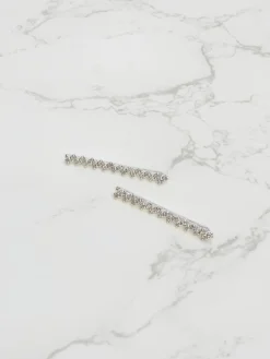 Silver Rhinestone Zig Zag Hair Pin Set