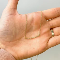 Simple Pave Bar Gold-Dipped Necklace