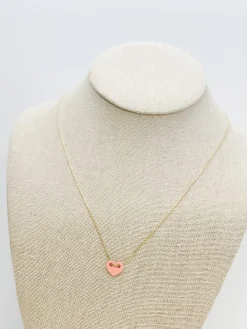 Simple Pink Cutout Heart Necklace
