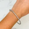 Simple Rhinestone Cuff Bracelet - Silver