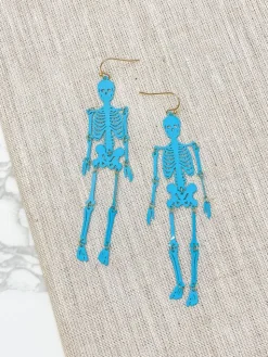 Skeleton Filigree Dangle Earrings - Turquoise