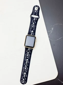 Skeleton Printed Silicone Smart Watch Band - Black