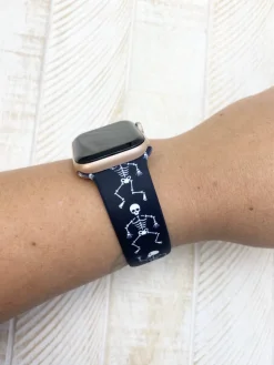 Skeleton Printed Silicone Smart Watch Band - Black