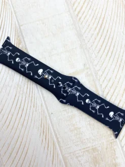 Skeleton Printed Silicone Smart Watch Band - Black
