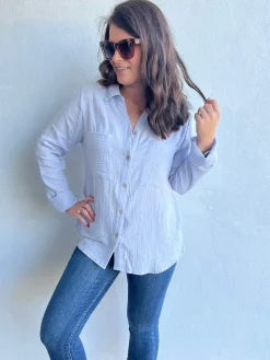 Skies The Limit Button Up in Lavender Blue