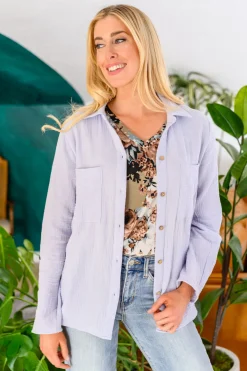 Skies The Limit Button Up in Lavender Blue
