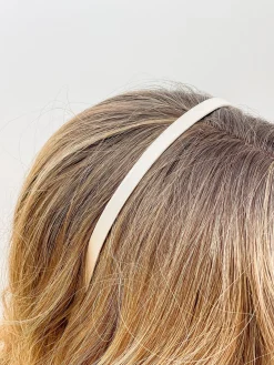 Skinny Leather Headband - White