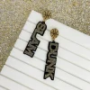 'Slam Dunk' Statement Dangle Earrings - Gold & Black Glitter