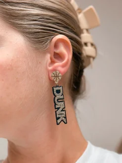 'Slam Dunk' Statement Dangle Earrings - Gold & Black Glitter