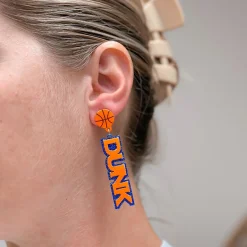 'Slam Dunk' Statement Dangle Earrings - Blue & Orange