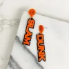 'Slam Dunk' Statement Dangle Earrings - Orange & Black