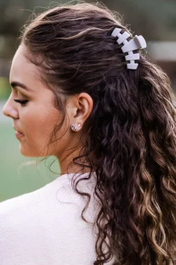 Small Teleties Claw Clip - Silver Flames