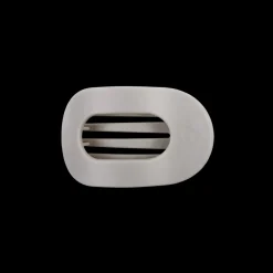 Small Teleties Flat Oval Clip - Silver Flames