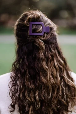 Small Teleties Flat Square Clip - Burgundy Bliss